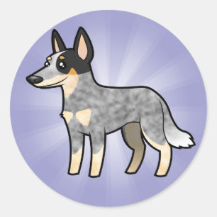 Adesivo Redondo Cão/Kelpie australianos do gado dos desenhos