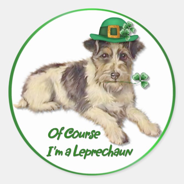 Adesivo Redondo Cão Leprechaun (Frente)