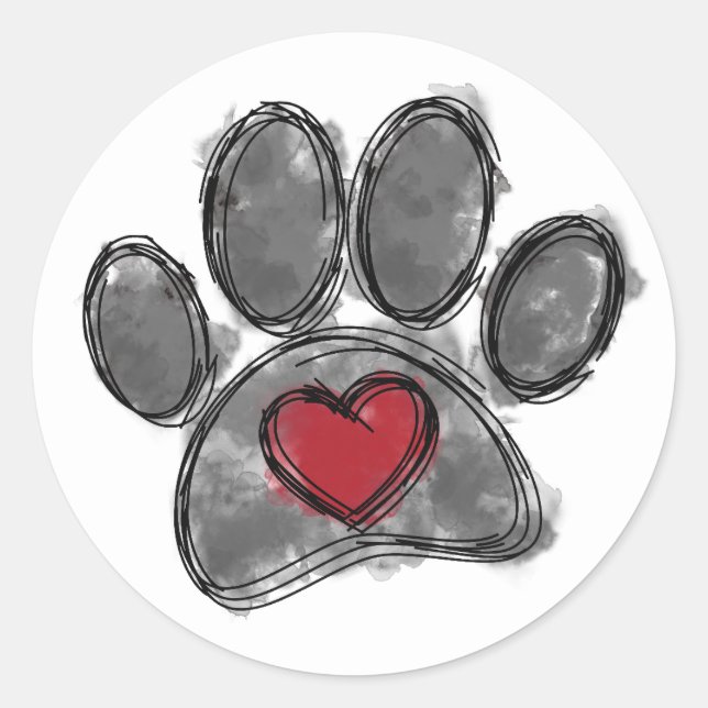 Adesivo Redondo Cão Lover Desenho Aquarela (Frente)