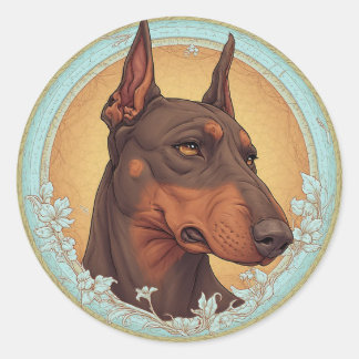 Adesivo Redondo Cão Majestoso em Círculo Ornamentado Artístico