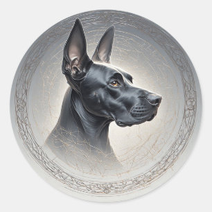 Adesivo Redondo Cão Majestoso em Círculo Ornamentado Artístico