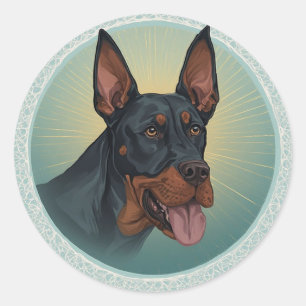 Adesivo Redondo Cão Majestoso em Círculo Ornamentado Artístico