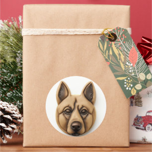 Adesivo Redondo Cão Malinoi Belga 3D Inspirado