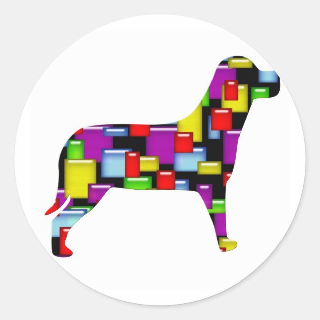 Adesivo Redondo cão mosaico (Frente)