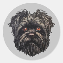 Adesivo Redondo Cão Negro Affenpinscher