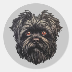 Adesivo Redondo Cão Negro Affenpinscher
