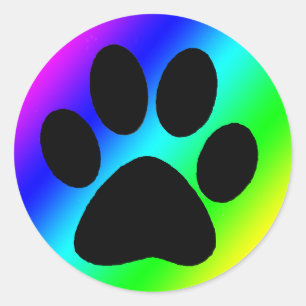 Adesivo Redondo Cão redondo Paw.png do arco-íris
