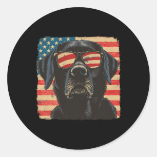 Adesivo Redondo Cão Retriever Labrador Usa Patriot 4 De Julho Mulh