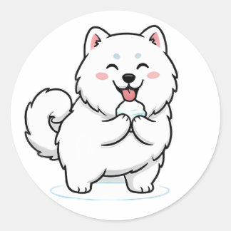 Adesivo Redondo Cão Samoyed