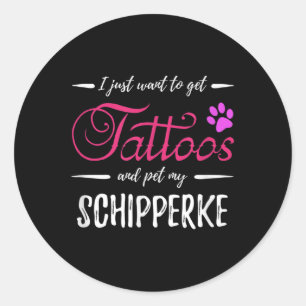 Adesivo Redondo Cão Schipperke Lover Tatto Engraçado Cachorro Mãe 
