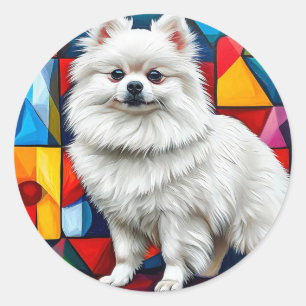 Adesivo Redondo Cão spitz japonês