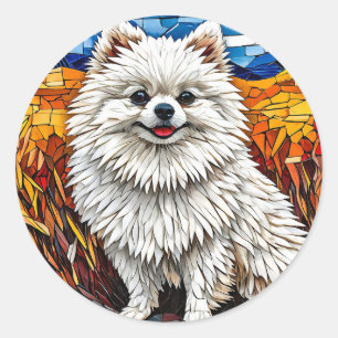 Adesivo Redondo Cão spitz japonês