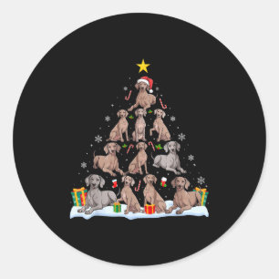 Adesivo Redondo Cão Weimaraner Árvore de Natal Xmas Amante de Cães