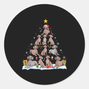 Adesivo Redondo Cão Weimaraner Árvore de Natal Xmas Amante de Cães