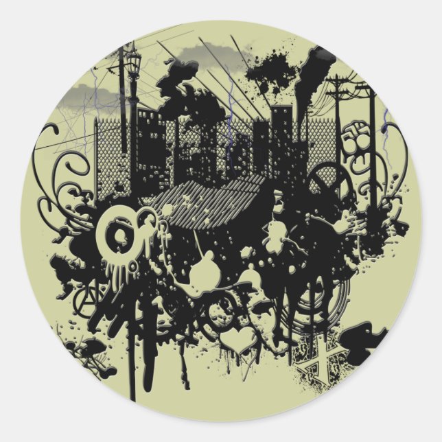 Adesivo Redondo Caos Urbano (Frente)