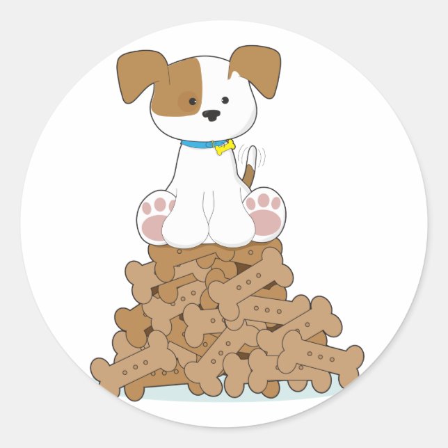 Adesivo Redondo Cãozinho e Ossos (Frente)