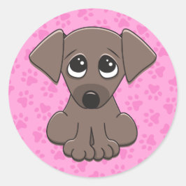 Adesivo Redondo Cãozinho giro e bonito em fundo de impressão de pa