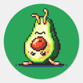 Adesivo Redondo Capa Avocado: Diversão de Malhação de 8 Bits