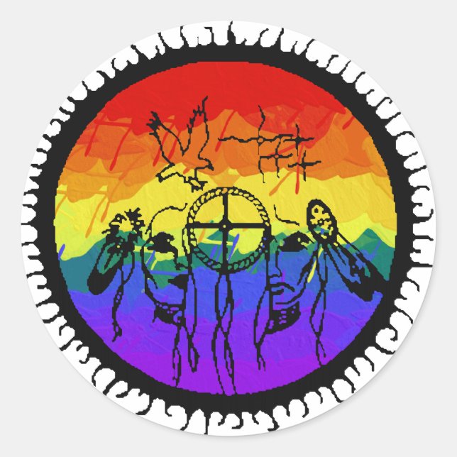 Adesivo Redondo Capa de Montanha com Dois Espírito (Frente)