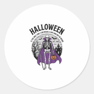 Adesivo Redondo Capa engraçada de Halloween de esqueleto Citação D