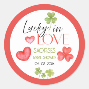 Adesivo Redondo Capa Lucky in Love folhas e corações: Chuveiro de