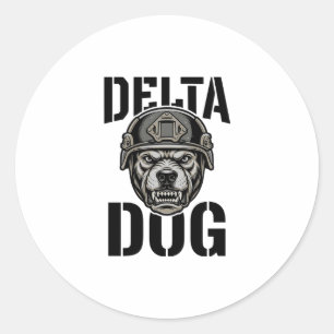 Adesivo Redondo Capacete Bulldog Delta Dog Design de Gravura Vinta