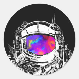Adesivo Redondo Capacete de Astronauta Trippy