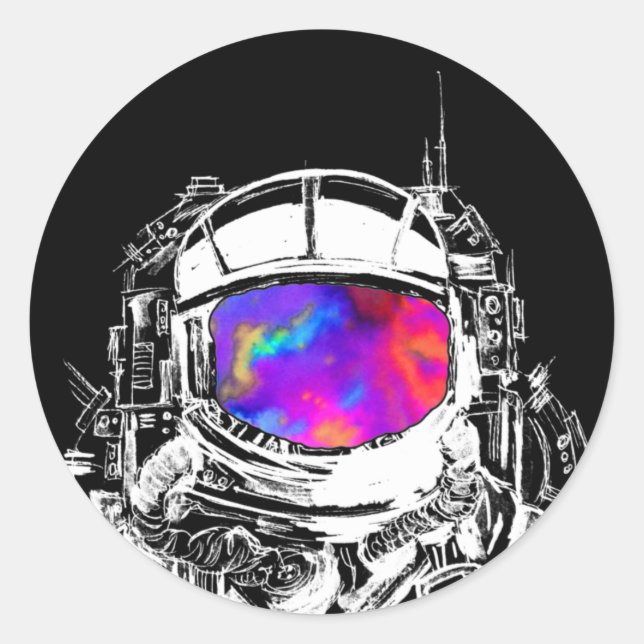 Adesivo Redondo Capacete de Astronauta Trippy (Frente)