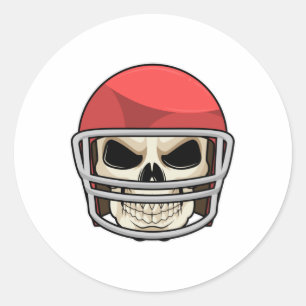 Adesivo Redondo Capacete de Futebol Americano Caveira