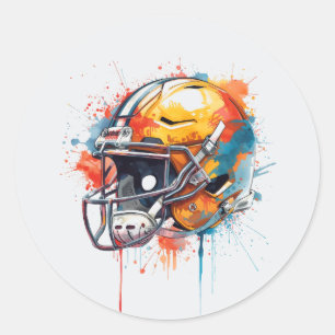 Adesivo Redondo Capacete de Futebol Motivacional Inspirador