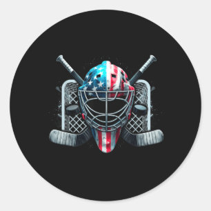 Adesivo Redondo Capacete de Goleiro da Bandeira Americana Hóquei n