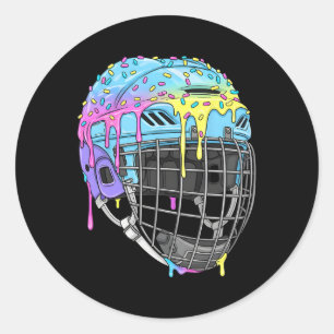 Adesivo Redondo Capacete de Hóquei Masculino Sorvete Drip Para Jog