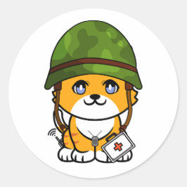 Adesivo Redondo Capacete do exército de Visto Orange Cat
