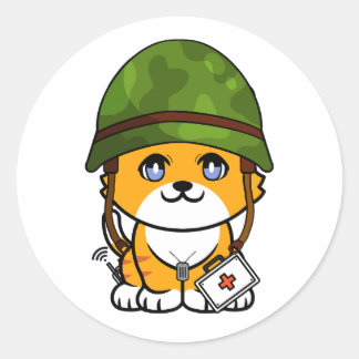 Adesivo Redondo Capacete do exército de Visto Orange Cat