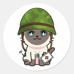 Adesivo Redondo Capacete do exército de Visto Siamese Cat