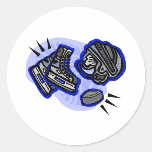 Adesivo Redondo Capacete & skates do disco de hóquei