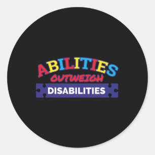Adesivo Redondo Capacidade Supera Deficiências Autismo Sensibiliza