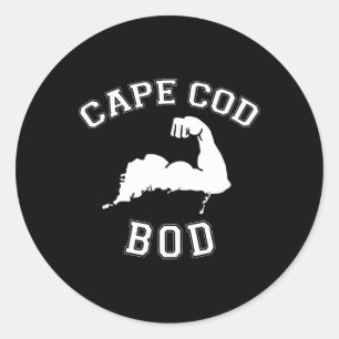 Adesivo Redondo Cape Cod engraçado Bod Machusetts Verão Praia Fitn