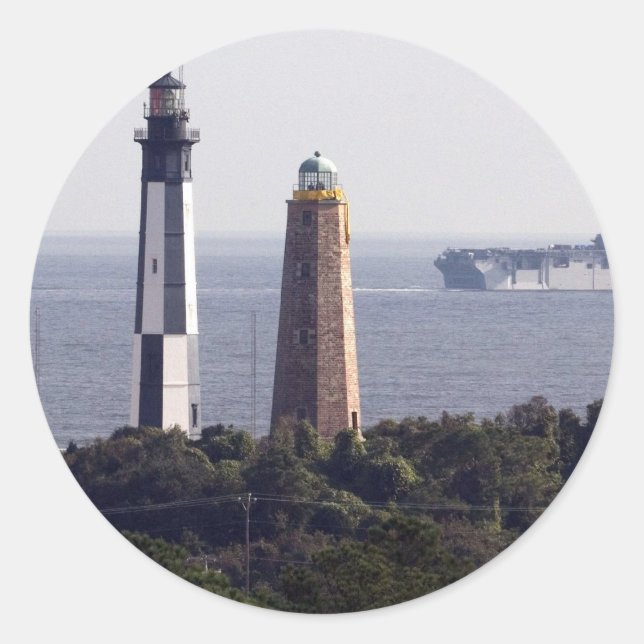 Adesivo Redondo Cape Henry Lighthouses (Frente)