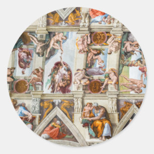 Adesivo Redondo Capela Sistina Michelangelo - Vaticano, Roma, Itál