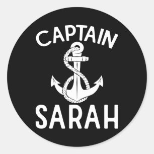 Adesivo Redondo Capitã Sarah Âncora Barco Iate Navegação Navio