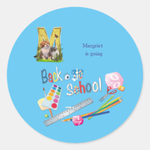 Adesivo Redondo Capitais do alfabeto de volta ao notebook escolar