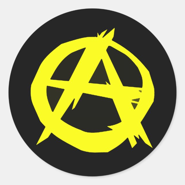 Adesivo Redondo Capitalismo anarquista Sinalizador preto e amarelo (Frente)