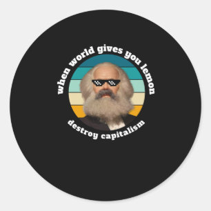 Adesivo Redondo Capitalismo engraçado Karl Marx Sticker