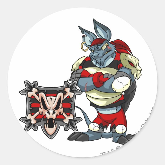 Adesivo Redondo Capitão 1 da Equipe da Ilha Krawk (Frente)