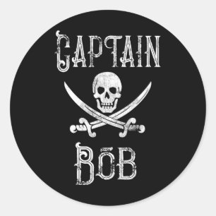 Adesivo Redondo Capitão Bob - Navegação Pirata Personalizada Vinta