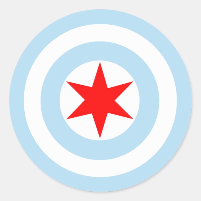 Adesivo Redondo Capitão Chicago Flag Shield Round Stickers (Frente)