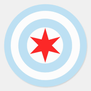 Adesivo Redondo Capitão Chicago Flag Shield Round Stickers