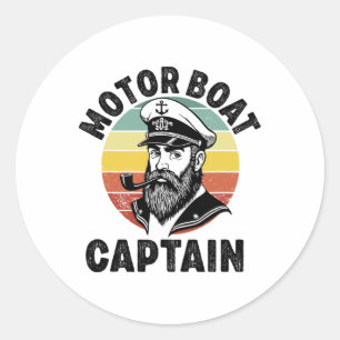 Adesivo Redondo Capitão de barco a motor para proprietário de barc