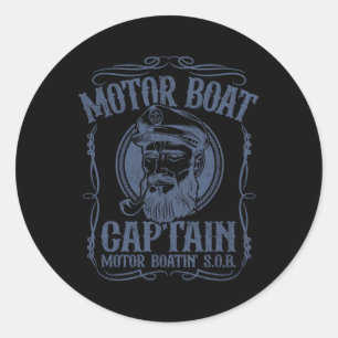 Adesivo Redondo Capitão de Barco Motor Funny Pontoon Motor Boa